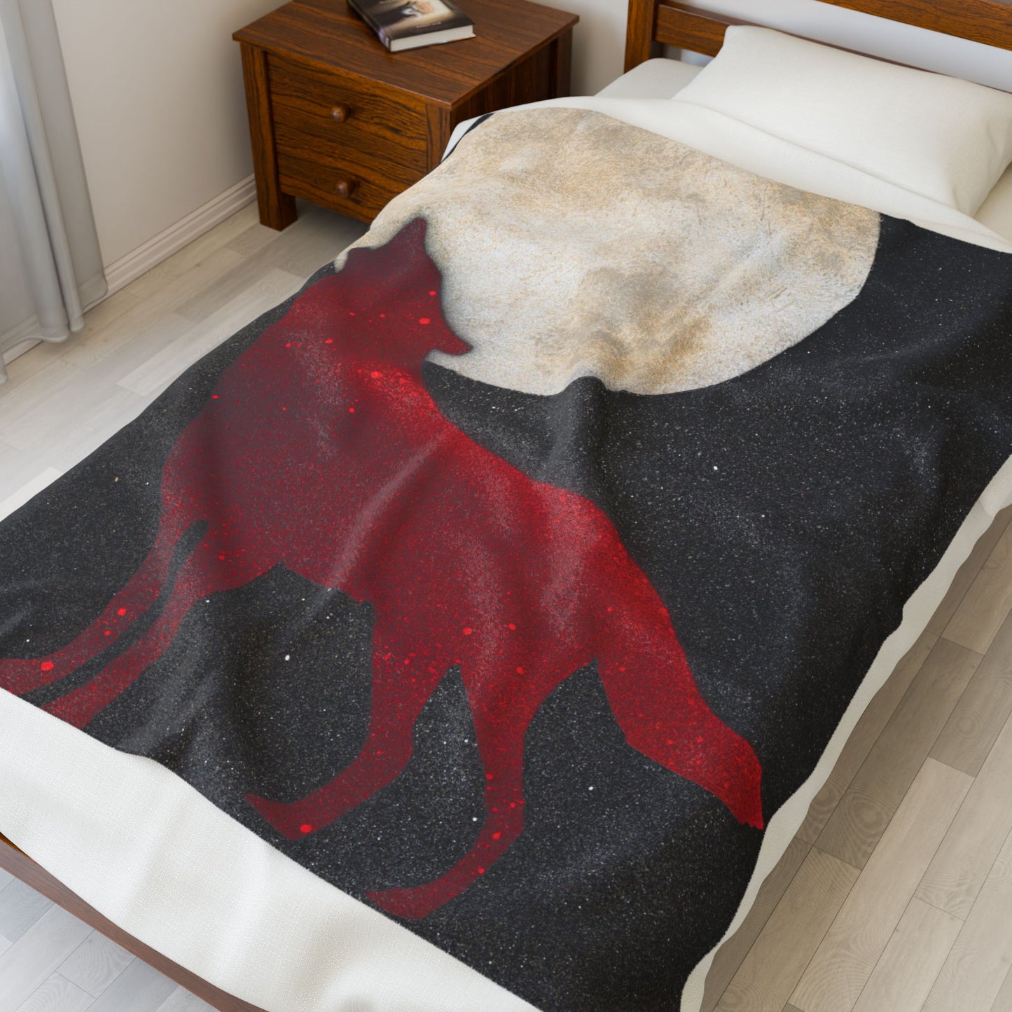 Project Howl - Velveteen Plush Blanket | Cozy Wildlife Throw, Moonlit Decor, Gift for Nature Lovers, Camping Blanket, Lunar Home Decor