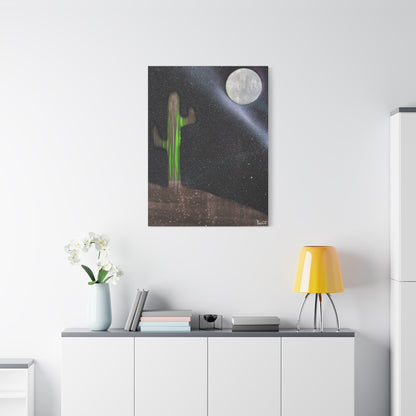 Project Flux #2 on Matte Canvas (stretched) -Moonlit Cactus Canvas, Desert Wall Art, Boho Decor, Night Sky Print, Nature Artwork, Unique Gift for Home