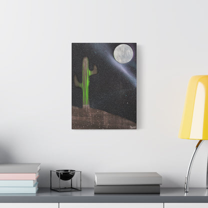 Project Flux #2 on Matte Canvas (stretched) -Moonlit Cactus Canvas, Desert Wall Art, Boho Decor, Night Sky Print, Nature Artwork, Unique Gift for Home