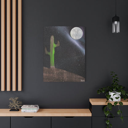 Project Flux #2 on Matte Canvas (stretched) -Moonlit Cactus Canvas, Desert Wall Art, Boho Decor, Night Sky Print, Nature Artwork, Unique Gift for Home