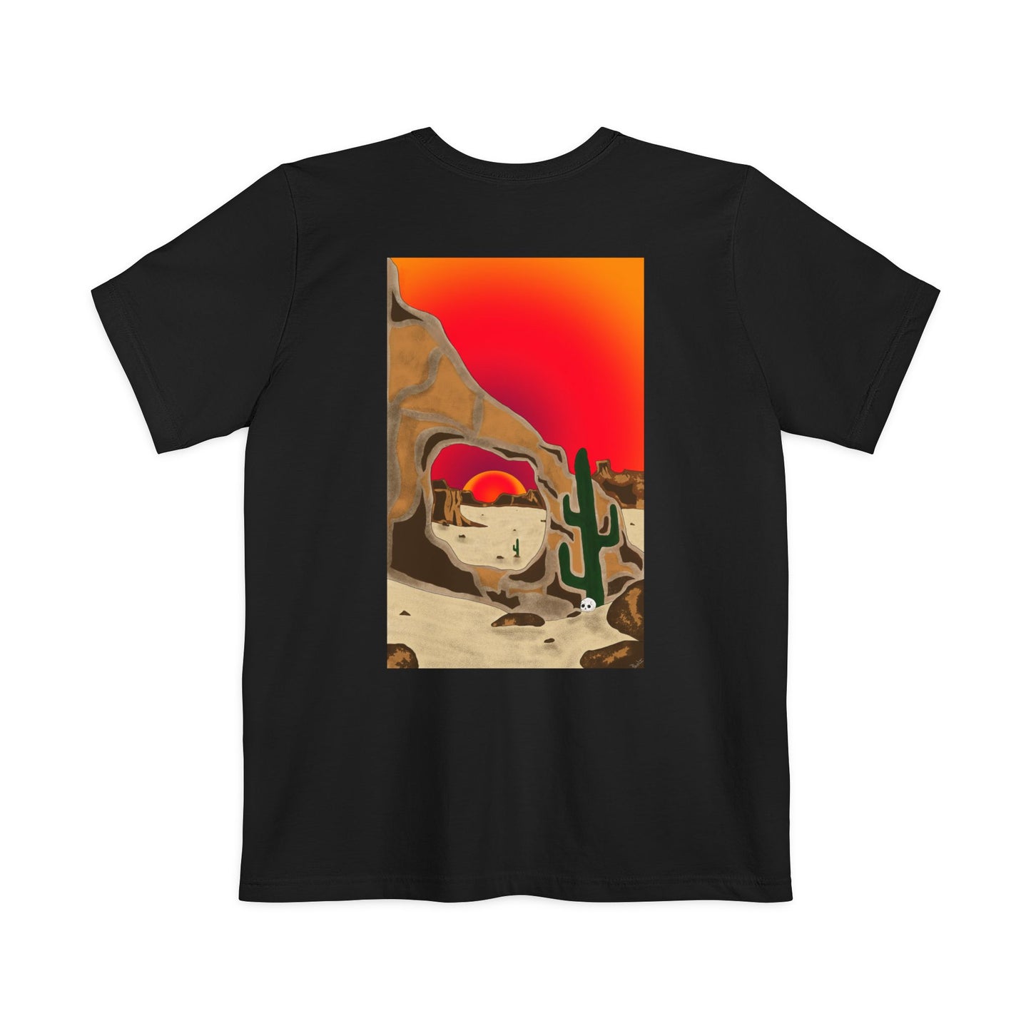 Project Sketchbook - 100% cotton Pocket Ts - Desert Sunset Skull T-shirt | Unisex Pocket Tee | Casual Streetwear, Graphic Tee for Nature Lovers, Festival Wear, Unique Gift