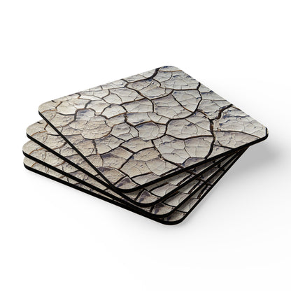 Playa pattern photo (dried Lake bed) - Rustic Corkwood Coaster Set - Eco-Friendly Drink Mats, Unique Home Decor, Perfect for Gifting, Natural Table Accessories