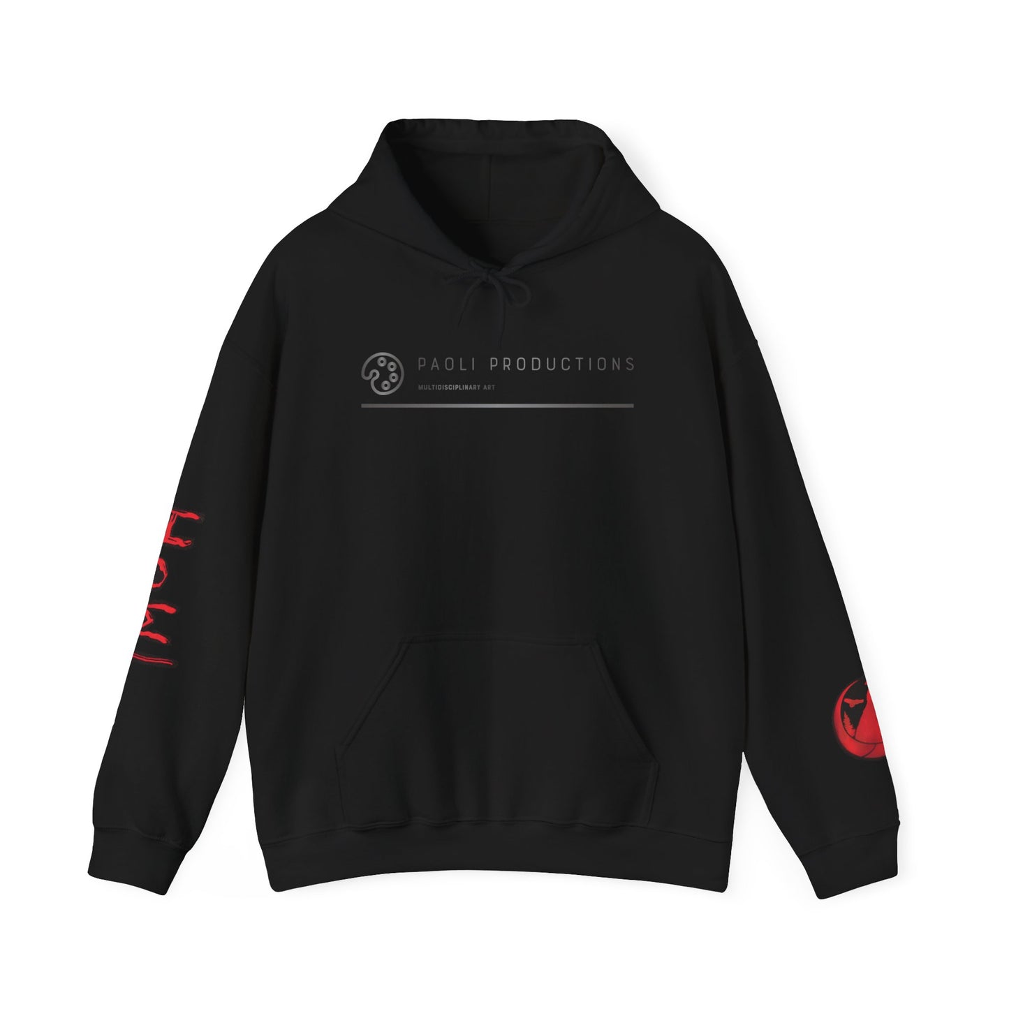 Howl Wolf Hoodie - Black Graphic Pullover with Red Claw Accents