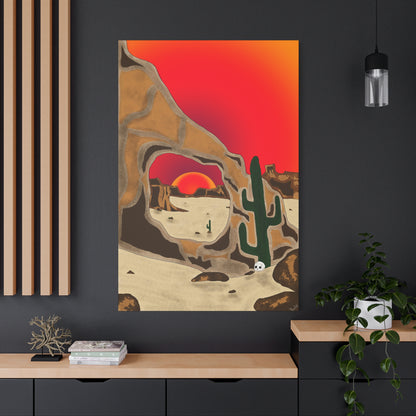 Project Sketchbook #14 on Matte Canvas, stetched - Desert Sunset Canvas Art, Cactus Wall Decor, Boho Home Accent, Gift for Nature Lovers, Eclectic Living Room Art, Southwestern Decor