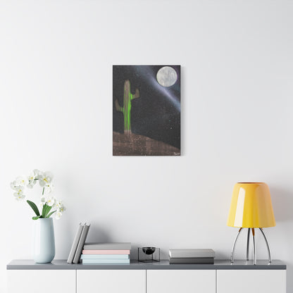 Project Flux #2 on Matte Canvas (stretched) -Moonlit Cactus Canvas, Desert Wall Art, Boho Decor, Night Sky Print, Nature Artwork, Unique Gift for Home