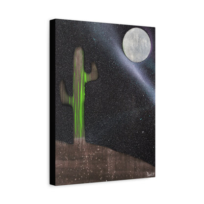 Project Flux #2 on Matte Canvas (stretched) -Moonlit Cactus Canvas, Desert Wall Art, Boho Decor, Night Sky Print, Nature Artwork, Unique Gift for Home