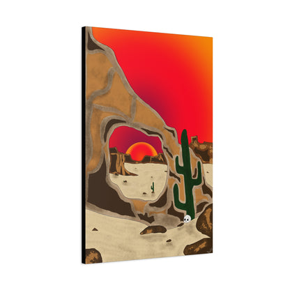 Project Sketchbook #14 on Matte Canvas, stetched - Desert Sunset Canvas Art, Cactus Wall Decor, Boho Home Accent, Gift for Nature Lovers, Eclectic Living Room Art, Southwestern Decor