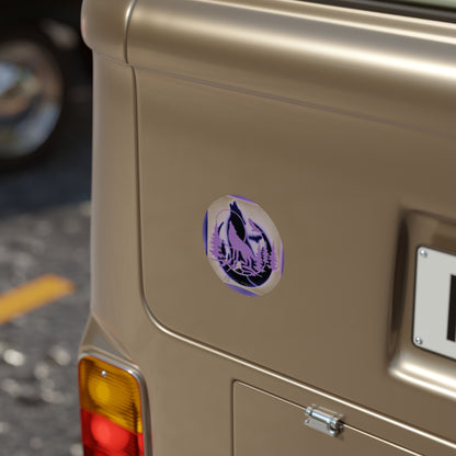 Wolf Howl Round Sticker — Transparent Outdoor Decal for Cars, Water Bottles & Laptops