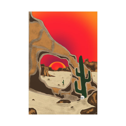 Project Sketchbook #14 on Matte Canvas, stetched - Desert Sunset Canvas Art, Cactus Wall Decor, Boho Home Accent, Gift for Nature Lovers, Eclectic Living Room Art, Southwestern Decor