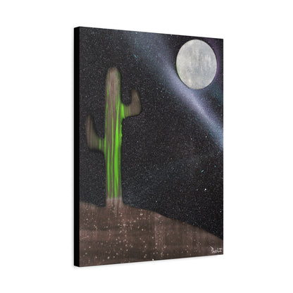 Project Flux #2 on Matte Canvas (stretched) -Moonlit Cactus Canvas, Desert Wall Art, Boho Decor, Night Sky Print, Nature Artwork, Unique Gift for Home