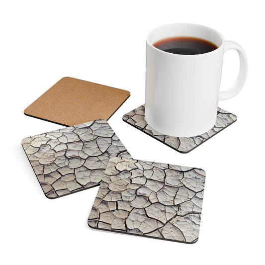 Playa pattern photo (dried Lake bed) - Rustic Corkwood Coaster Set - Eco-Friendly Drink Mats, Unique Home Decor, Perfect for Gifting, Natural Table Accessories