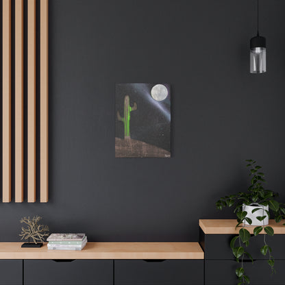 Project Flux #2 on Matte Canvas (stretched) -Moonlit Cactus Canvas, Desert Wall Art, Boho Decor, Night Sky Print, Nature Artwork, Unique Gift for Home