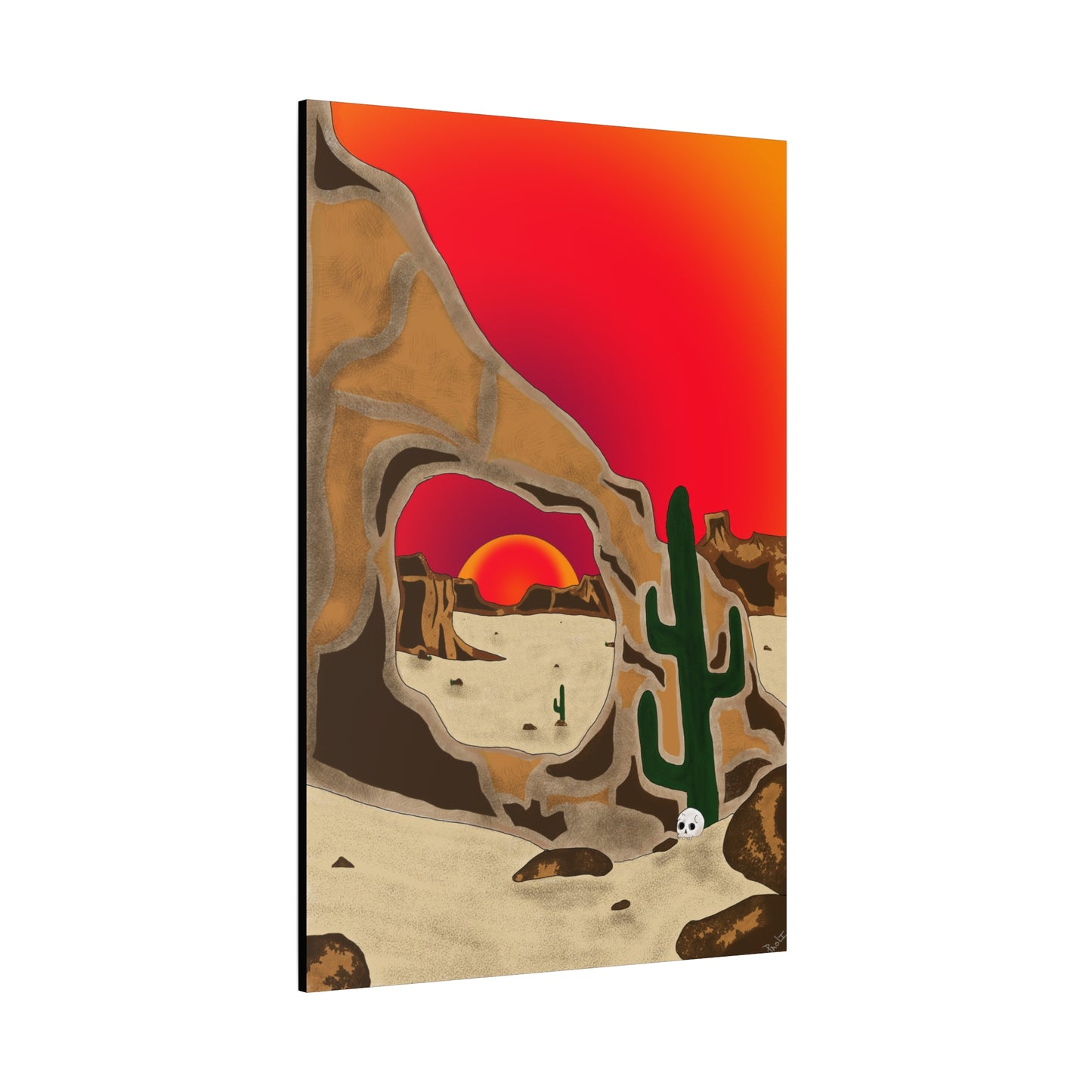 Project Sketchbook #14 on Matte Canvas, stetched - Desert Sunset Canvas Art, Cactus Wall Decor, Boho Home Accent, Gift for Nature Lovers, Eclectic Living Room Art, Southwestern Decor