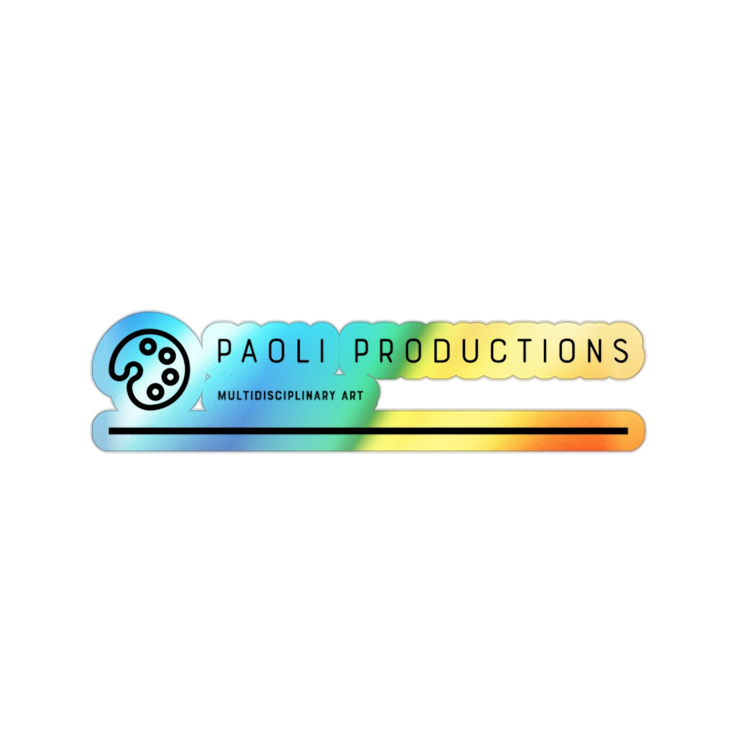 Holographic Die-Cut Sticker — Paoli Productions Logo (Iridescent Art Decal)