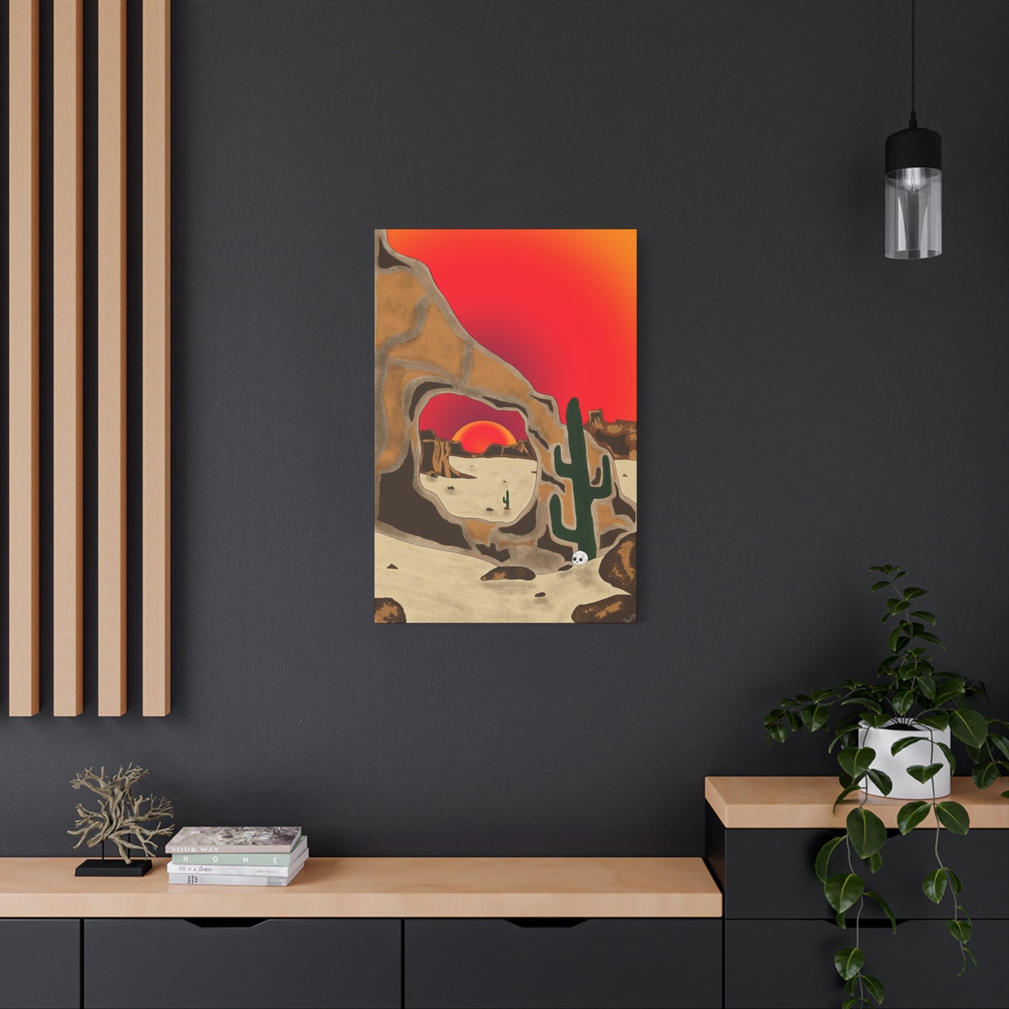Project Sketchbook #14 on Matte Canvas, stetched - Desert Sunset Canvas Art, Cactus Wall Decor, Boho Home Accent, Gift for Nature Lovers, Eclectic Living Room Art, Southwestern Decor