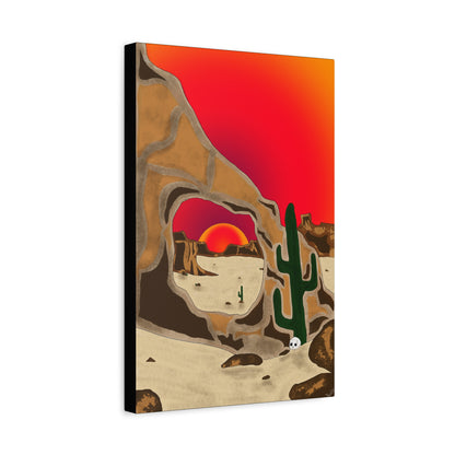 Project Sketchbook #14 on Matte Canvas, stetched - Desert Sunset Canvas Art, Cactus Wall Decor, Boho Home Accent, Gift for Nature Lovers, Eclectic Living Room Art, Southwestern Decor