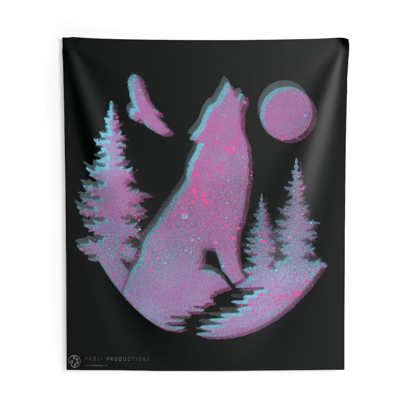 Project Howl - Wall Tapestry - Moonlit Wolf Wall Tapestry | Bohemian Decor, Nature Art, Camping Gift, Dorm Wall Hanging, Ethereal Home Accent