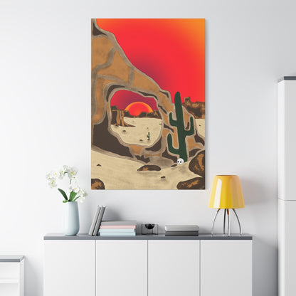 Project Sketchbook #14 on Matte Canvas, stetched - Desert Sunset Canvas Art, Cactus Wall Decor, Boho Home Accent, Gift for Nature Lovers, Eclectic Living Room Art, Southwestern Decor